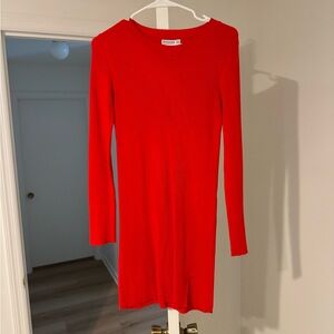 Long sleeve red sweater dress